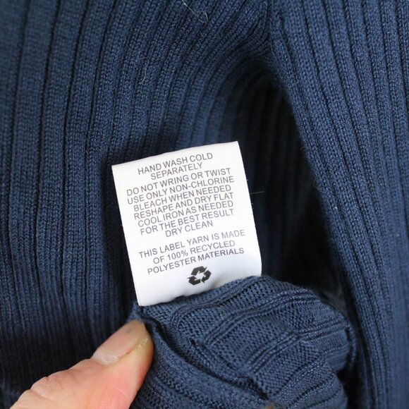 Olive & Oak Cropped Ribbed Cardigan Collared Blue Preppy Parisian Minimalist - Picture 10 of 12